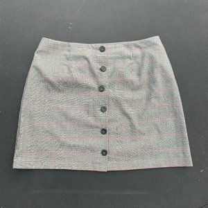 F21 High Waisted Plaid Button Down Skirt